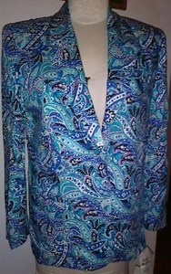 Evan Picone Größe 10 Vintage gefütterte Jacke Blazer blau bunt Paisley RTL 144 neu mit Etikett - Bild 1 von 4