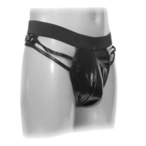 Black Panty For Man with leather strips Size:XL(2251) - Bild 1 von 4