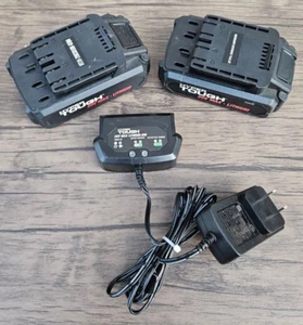 HyperTough 20V Max Lithium Power Tool Battery Charger WITH 2 BATTERIES A3 - Picture 1 of 5