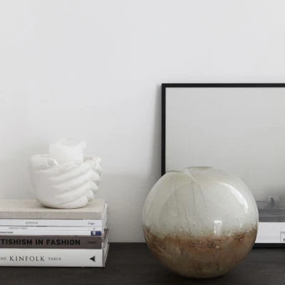 House Doctor Vase Blown creme-weiß braun Glasvase Blumenvase Glas Deko natur - Bild 1 von 3