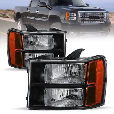 2X Front Headlights Assembly For 2007-13 GMC Sierra 1500 2007-14 2500HD 3500HD - Image 1 of 4