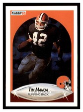 1990 Fleer #53a TIM MANOA VAR Star blue RC Cleveland Browns Rookie
