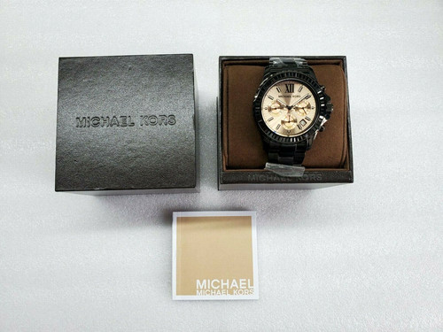 OROLOGIO DONNA MICHAEL KORS EVEREST CRONOGRAFO DATA NERO ST. ACCIAIO MK5872 NUOVO
