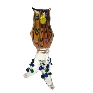 Vintage Murano Owl Figure Sculpture Hand Blown Art Glass Bullicante 12" Tall - Picture 1 of 12