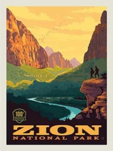 National Parks Poster Panel Zion, 36" x 43 1/2", 100% cotton - Picture 1 of 1