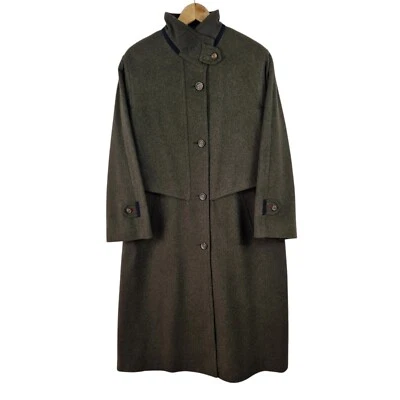 Goldix Wool Coat Womens UK 16 Khaki Bavarian Trachten Long Vented Vintage - Image 1 of 4