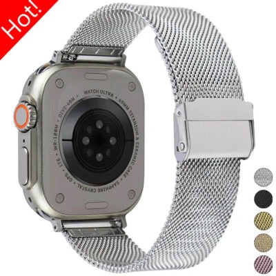 For Apple Watch Ultra2 Strap 10 9 8 7 6 38-49mm Stainless Steel Metal Wrist Band - Image 1 of 4