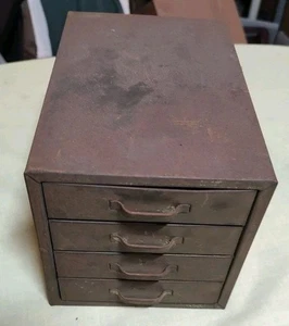 Vintage Metall 4 Schubladen Schrank Kleinteile Aufbewahrung 8" x 6" x 6" - Bild 1 von 5