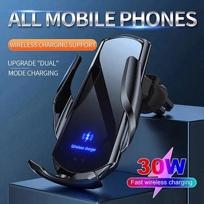 30W Phone Holder Fast Wireless Car Charger Automatic Clamping Mount Air Vent UK - Image 1 of 4