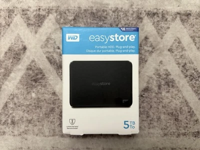 WD WDBAJP0050BBK-WESN Easystore 5TB External USB 3.0 Portable Hard Drive - Black - Image 1 of 2