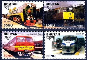 BHUTÁN 2005 LOCOMOTORAS SC#1405a-d MNH TRENES FERROCARRILES ENVÍO GRATIS - Imagen 1 de 1