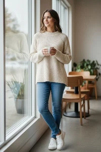 St John Pullover Baumwolle/Leinenmischung hellbuttergelb klein Grobstrick - Bild 1 von 14