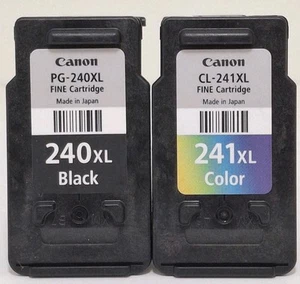 2 EMPTY INK VIRGIN CARTRIDGE LOT Genuine Canon 241XL Black & Color - Photo 1/2