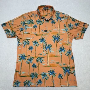 Polo golf manica corta Bad Birdie arancione palma hotel California uomo XL - Foto 1 di 9