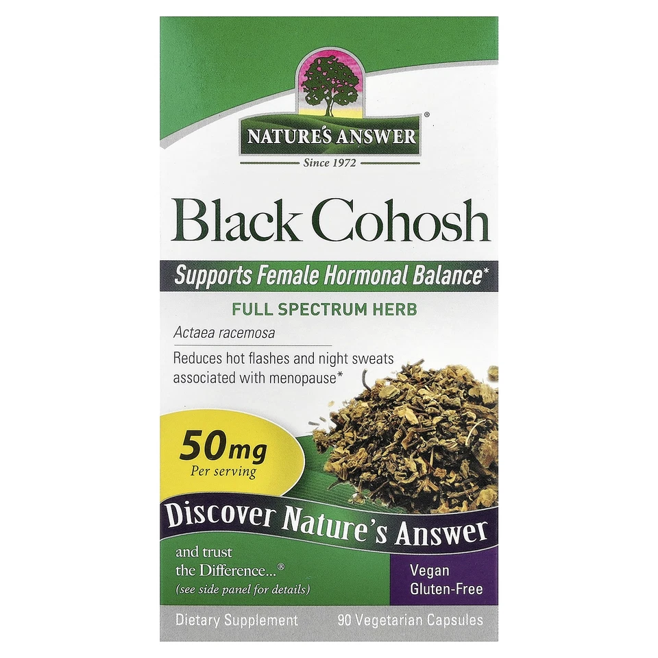Cohosh negro, hierba de espectro completo, 50 mg, 90 cápsulas vegetarianas Foto 1 de 3