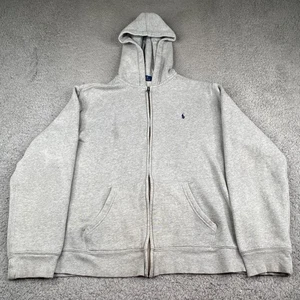 Polo Ralph Lauren Hoodie Mens Small Gray Full Zip Cotton Long Sleeve Pony - Picture 1 of 13
