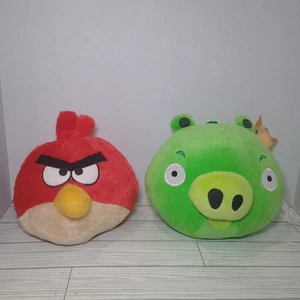Angry Birds Lot of 2 King Pig Gold Crown 8" & Red 7" Plush Set - Picture 1 of 8