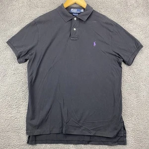 Polo Ralph Lauren Shirt Men L Custom Fit Cotton Black Purple Pony - Picture 1 of 8
