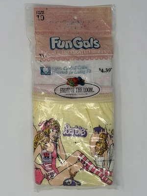 Vintage 1986 Fruit of the Loom Barbie Girls Briefs Size 10 NIP - Image 1 of 3