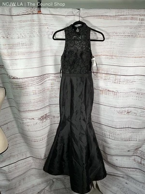 NEW Aqua Women's Black Lace Floral Top Long Gown Dress Size 2 - Image 1 of 4