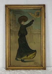 Herman Hyneman 1904 World Fair Antique Lithograph Woman Holding Iowa State Flag - Picture 1 of 24