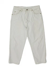 Pantalones de mezclilla recortados cónicos WRANGLER para hombre W34 L27 algodón blanco XK10 - Imagen 1 de 4