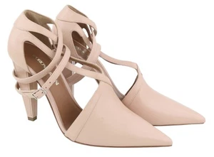 EMPORIO ARMANI Women Heels EU37 Light Pink Leather Strappy Pointed Toe Buckle - Picture 1 of 15