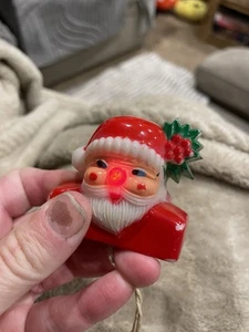 VINTAGE LIGHT UP NOSE CHRISTMAS SANTA PIN, BELL,  LAPEL WORKING CONDITION  - Picture 1 of 14
