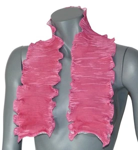 ECHARPE Michel Le BRUN foulard accordeon made France réversible rose blanc neuve - Imagen 1 de 4