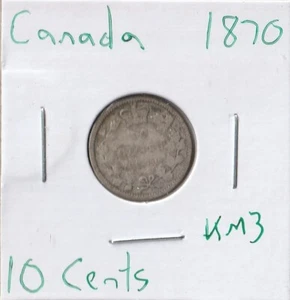 Moneta Canada 10 Centesimi 1870 KM3, Argento - Foto 1 di 4