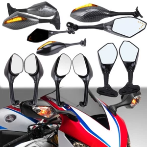 LED Turn Signal Lights Indicators Rear View Side Mirrors For Racing Motorcycle - Picture 1 of 23