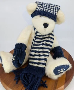 Vtg ‘98 Boyds Bears 9” Plush ~ Klaus Von Fuzzner ~ Blue Scarf Christmas Winter - Picture 1 of 12