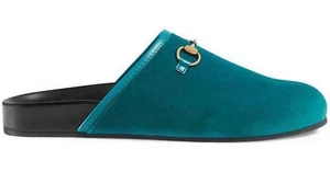 Neu im Karton Gucci Horsebit New River Pavone Blau Samt Slide Pantolette Slipper 36 - Bild 1 von 10