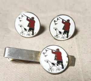 Vintage Swank Ente Jagd Manschettenknöpfe und Krawattenklammer - Bild 1 von 2