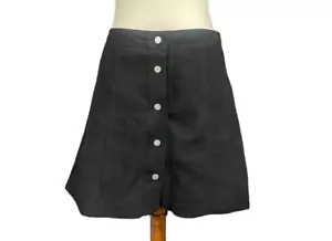 H&M Divided Skirt Women Size 10 Black Button Down Silver Buttons Preppy Mod - Picture 1 of 11