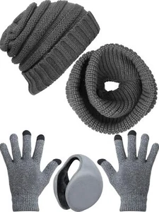 Winter Warm Knitted Scarf Beanie Hat Gloves and Earmuff Set for Men Color 2 - Picture 1 of 7