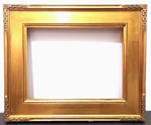 8 X 10 CARVED CORNERS FLAT PANEL GOLD LEAF 2 3/4" WIDE STANDARD PICTURE FRAME - Picture 1 of 9