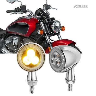 Luces de anillo intermitente LED cromadas de 8 mm para Indian Scout Bobber personalizadas Foto 1 de 4