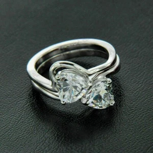 Lab-Created 2.10 Ct Heart Cut Diamond Engagement Ring Set 14K White Gold Finish - Picture 1 of 3