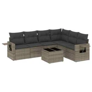 7-Piece Garden Sofa Set w/ Cushions Rattan Wicker Outdoor Patio Lounge Furniture - Picture 1 of 14