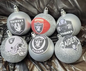 NFL Raiders Football Team Las Vegas Christmas Ornament set of 6 ornaments - Picture 1 of 8