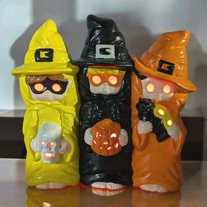 "FIGURA CERÁMICA CLARA TRILLIZOS BRUJA HALLOWEEN PINTADA A MANO DE COLECCIÓN 13,5""X 12""" - Imagen 1 de 21