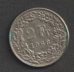SCHWEIZ MÜNZEN- 2 FR. 1968, zirkuliert - Bild 1 von 2