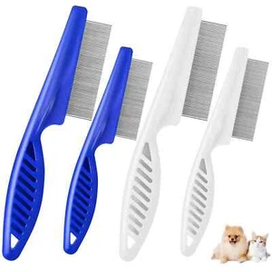 4 Pack Pet Hair Comb Stainless Steel Flea Lice Combs Dog Cat Grooming Kit NEW - Picture 1 of 9
