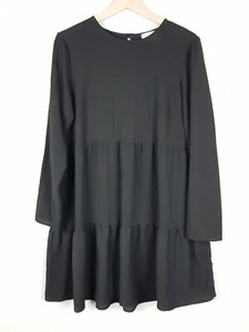 ASOS Design Maternity Womens Size 14 Black Long Sleeve Tiered Dress - Picture 1 of 6