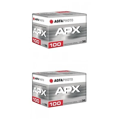 AgfaPhoto 2 Pack APX 100 Prof 135-36 B&W 36 Esposizioni - STOCK UFFICIALE UK