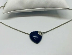 1 Rundhals 18 kt 750 Weißgold Lapislazuli Herz und Pavé Diamanten ct 0,11  - Bild 1 von 5