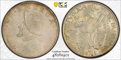 1947 PCGS MS64 - PANAMA - Silver Balboa Coin #47201A - Image 1 of 3