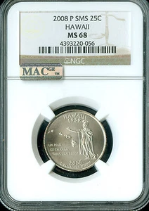 2008 P HAWAII QUARTER NGC MS68 SMS PQ 2ND FINEST GRADE MAC SPOTLESS . - Picture 1 of 8
