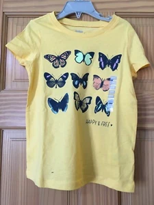 NWT Oshkosh Butterfly Tee Shirt Top Girls Short Sleeve Yellow many sizes - Picture 1 of 1